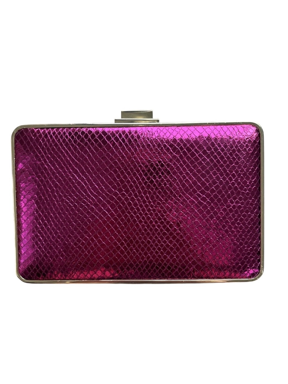 Michael Kors Hot Pink Textured Frame Clutch with Gold Hardware